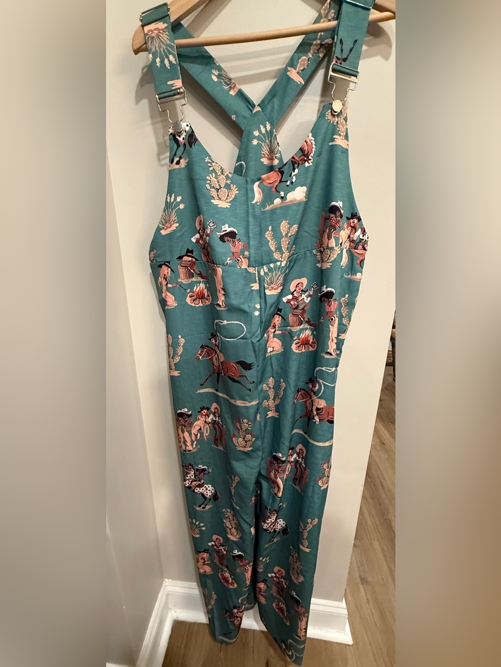 Source Unknown Teal Western Print Jumpsuit - Picture 11 of 11